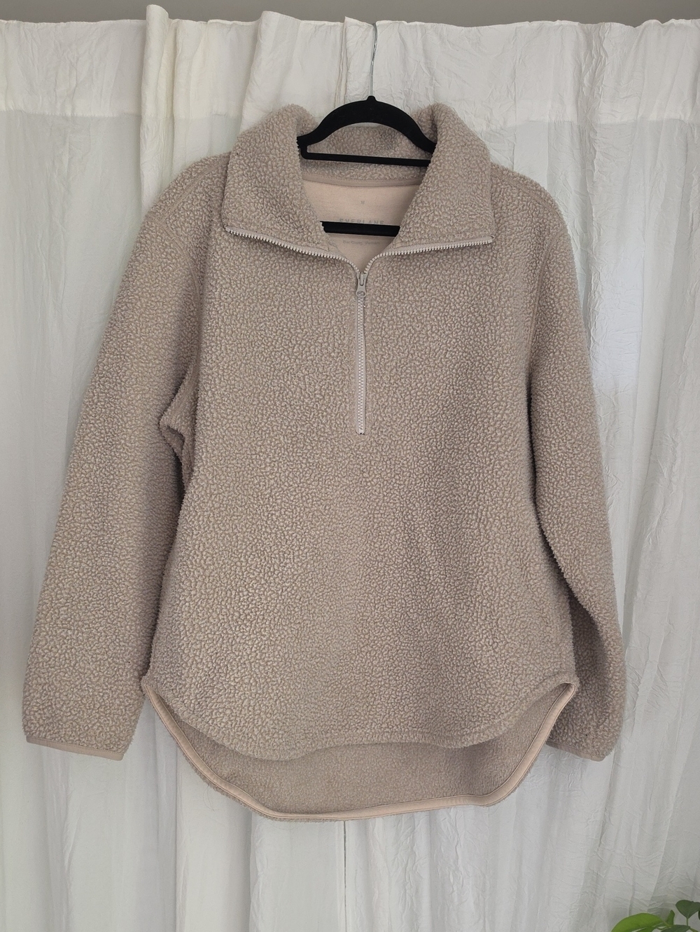 Everlane Cream Sherpa Half-Zip Pullover